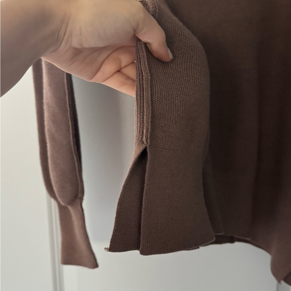 Oversize Thick Comfy Cozy Brown Ribbed Zip-Up Pullover Sweater - Picture 6 of 9